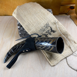 Drinking horn Gorm with leather holder