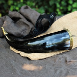 Drinking horn Rollo with leather holder