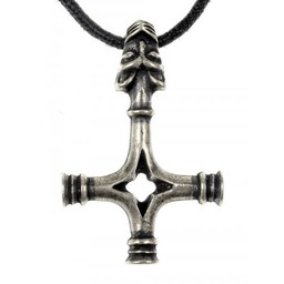 Thor's hammer wolf cross, silvered