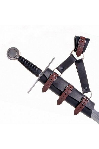 Luxurious sword holder for LARP swords, brown-black