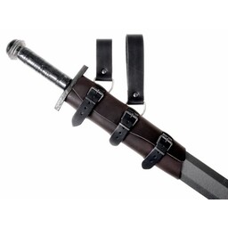 Luxurious leather sword holder, brown-black, long