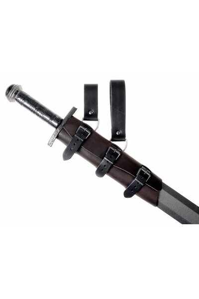 Luxurious leather sword holder, black, long