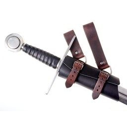 Luxurious leather sword holder, black-brown