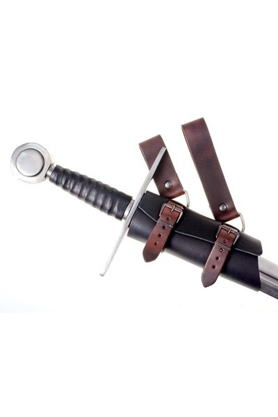 Luxurious leather sword holder, brown