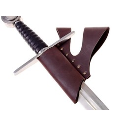 Knight sword holder with double belt loop, brown