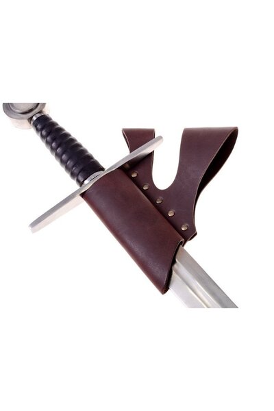 Knight sword holder with double belt loop, brown