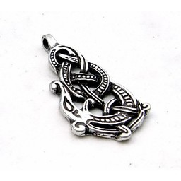 Viking jewel Urnes style Midgard snake silvered