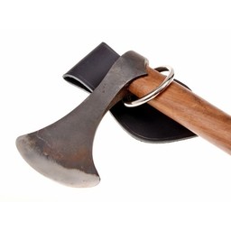 Leather weapon holder for belt Viking motif, brown