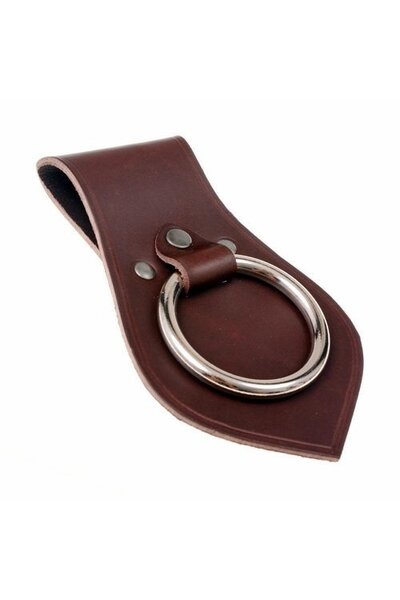 Leather weapon holder for belt, brown
