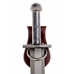 Leather weapon holder for belt, brown