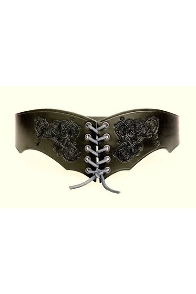 Corset belt Bertholdin B with Viking motif, brown leather