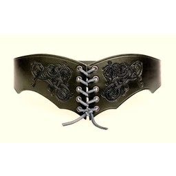 Corset belt Bertholdin B with Viking motif, black leather