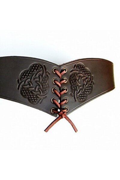 Corset belt Bertholdin A knot motif, black leather
