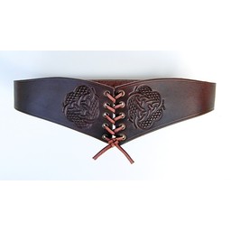 Corset belt Bertholdin A knot motif, black leather