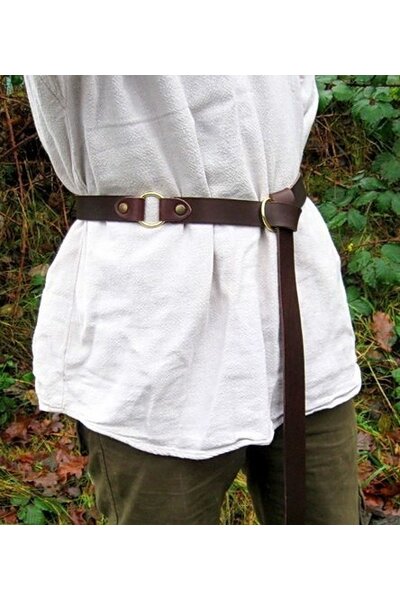 Leather ring belt 4 cm, brown split leather