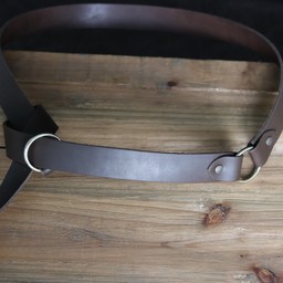 Leather ring belt 4 cm, brown split leather