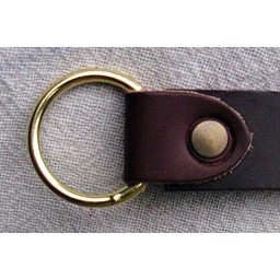 Leather ring belt 4 cm, black split leather