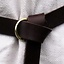 Leather belt with ring buckle, black split leather