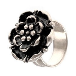 Renaissance rose ring, silvered