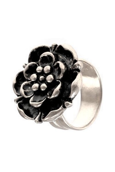 Renaissance rose ring, silvered