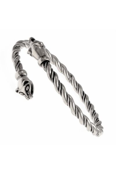 Viking bracelet with weasel heads, silvered