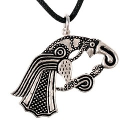 Germanic raven amulet, silvered