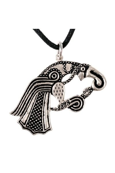 Germanic raven amulet, silvered