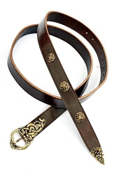 Ringerike Viking belt deluxe, brown, silvered