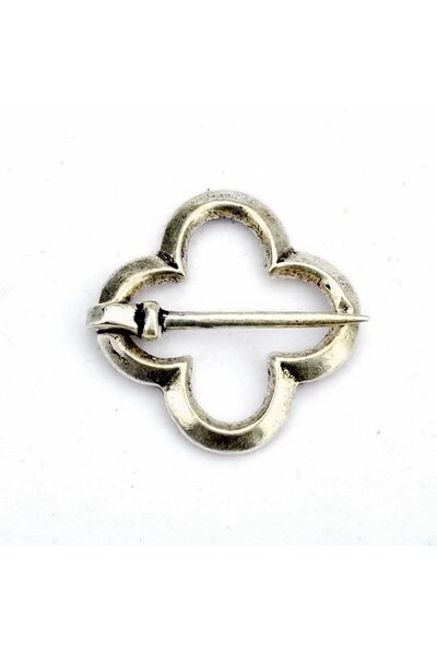 Medieval Quatrefoil broche, silvered