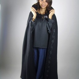 Embroidered cloak Damia with fibula, black