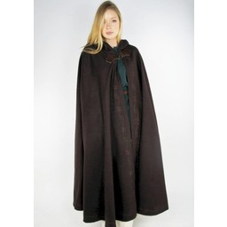 Embroidered cloak Damia with fibula, black