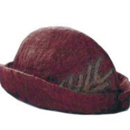 Hat with feather, red