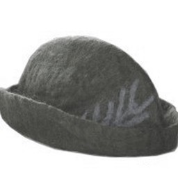 Hat with feather, grey
