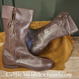 Side laced high boots, dark brown