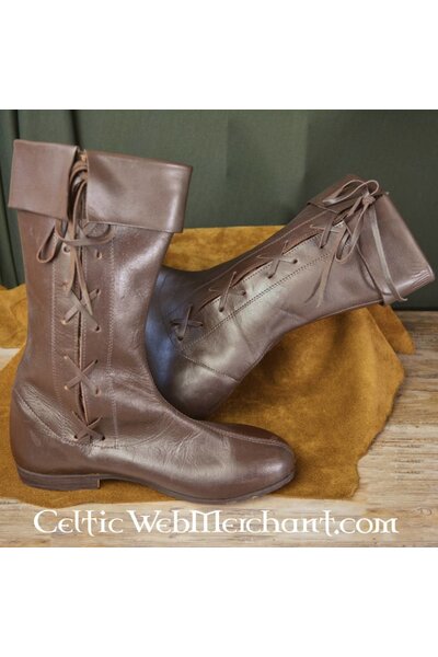 Side laced high boots, dark brown