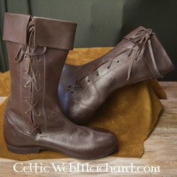 Side laced high boots, dark brown