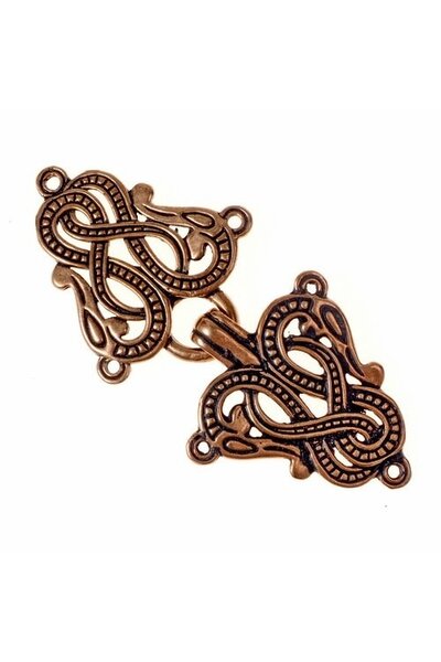 Cloak clasp Midgard snake Urnes style, bronze