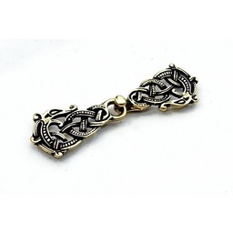 Cloak clasp with Midgard snake, bronze color
