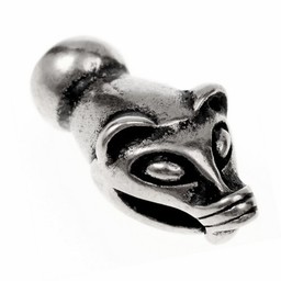 Viking chain end weasel head, silvered, price per piece