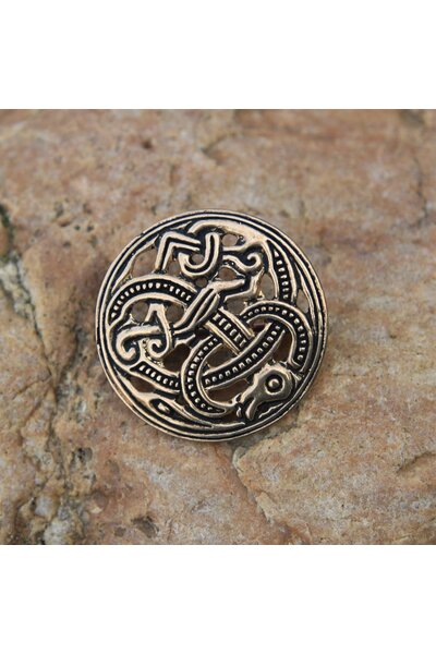 Viking disc fibula Jellinge style, bronze
