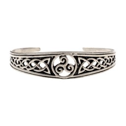 Narrow Celtic bracelet with trisquelion, silvered