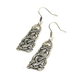 Viking dragon earrings, silvered