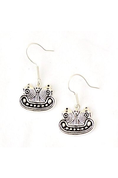 Earrings Bornholm Viking ship, silvered