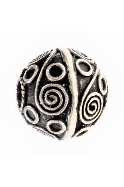 Viking beard bead Birka, silvered bronze