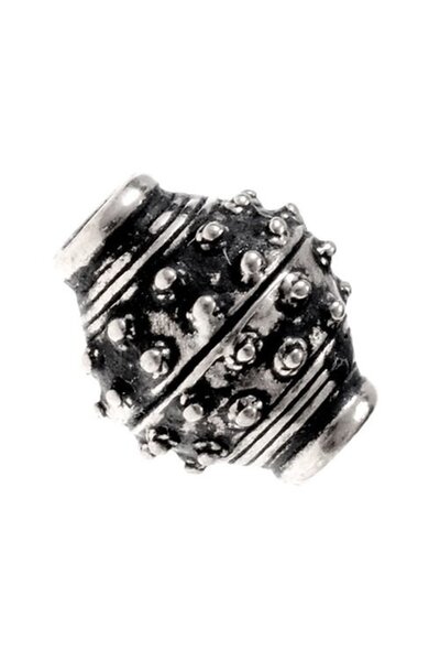 9th-10th century Viking beard bead, silvered bronze