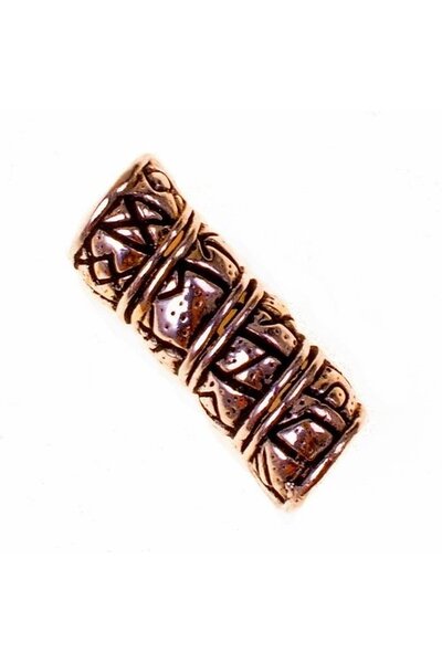 Germanic beard / hair bead with Rune inscription, bronze