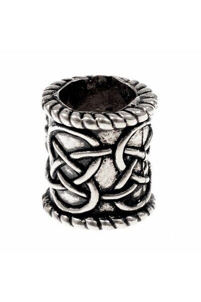 Beard bead with knot motif, silvered