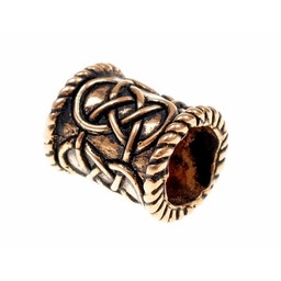 Beard bead with knot motif, bronze