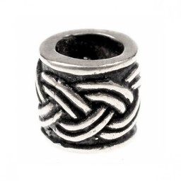 Beard bead with Celtic knot motif,silvered