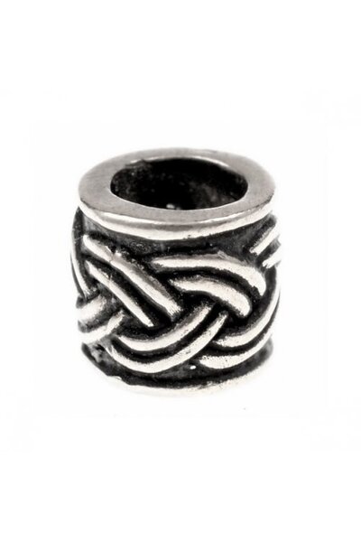 Beard bead with Celtic knot motif,silvered